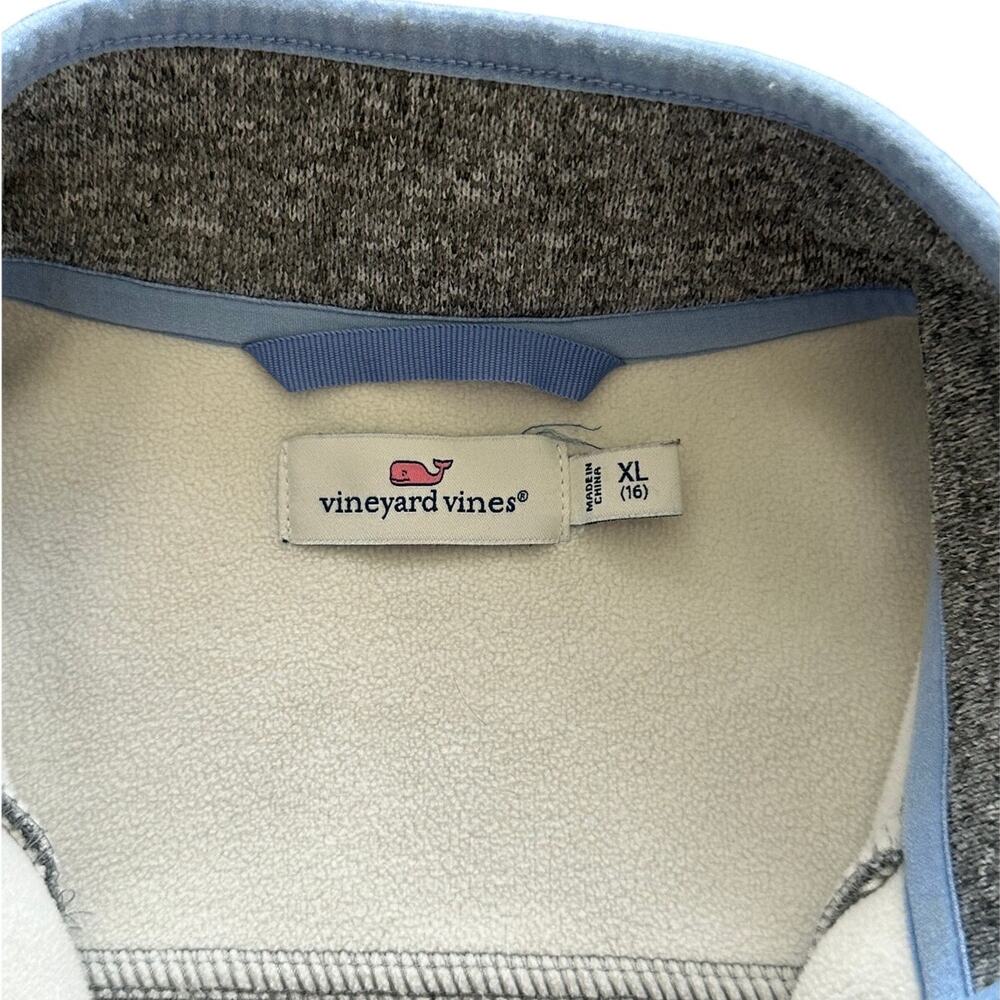Vineyard Vines Girls Fleece Zip Vest Gray Blue XL 16 - Picture 4 of 6